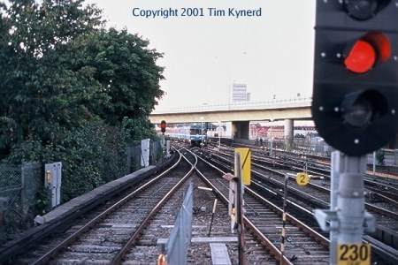 Gullmarsplan, train to layup track from platform 1