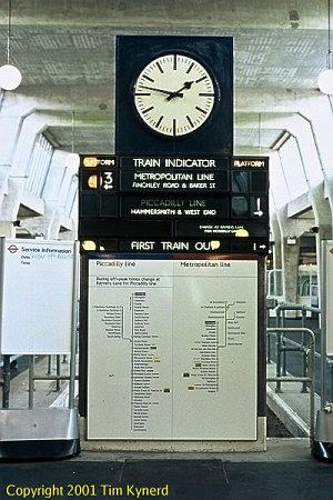 Uxbridge, clock with train indicators